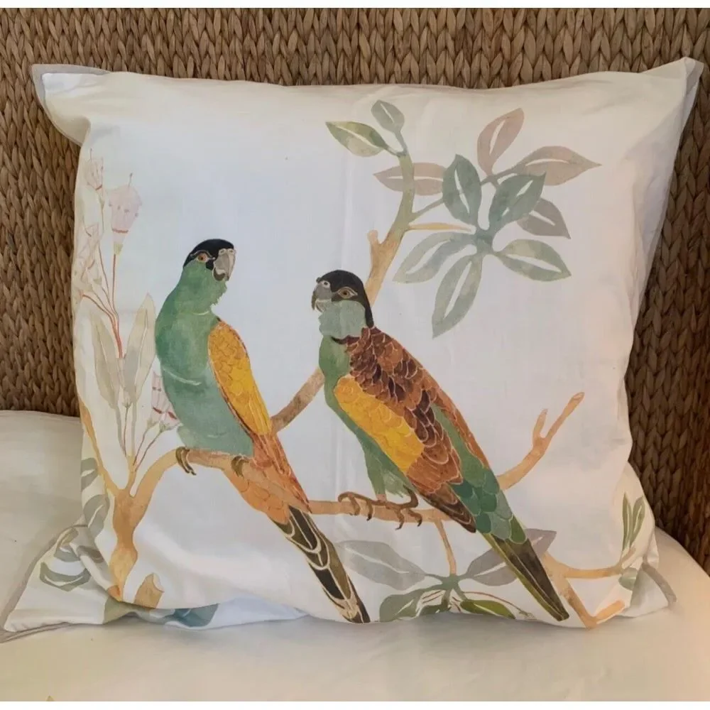 Anthropologie Shelley Hesse Pillow Sham Bundle of 3‎ Birds Nature Watercolor